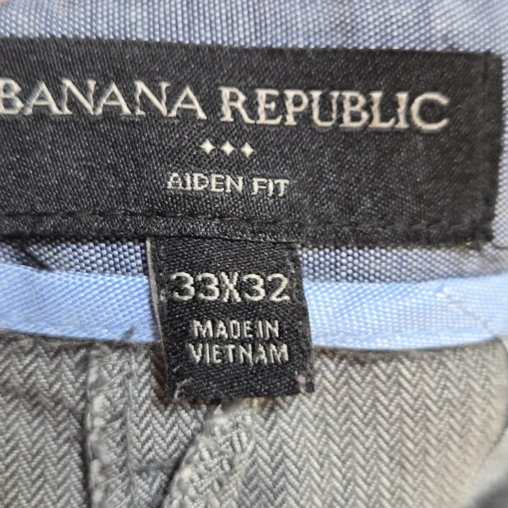 Banana Republic Pants‎ Mens 33x30 Gray Aiden Fit Herringbone Chino Slim Casual